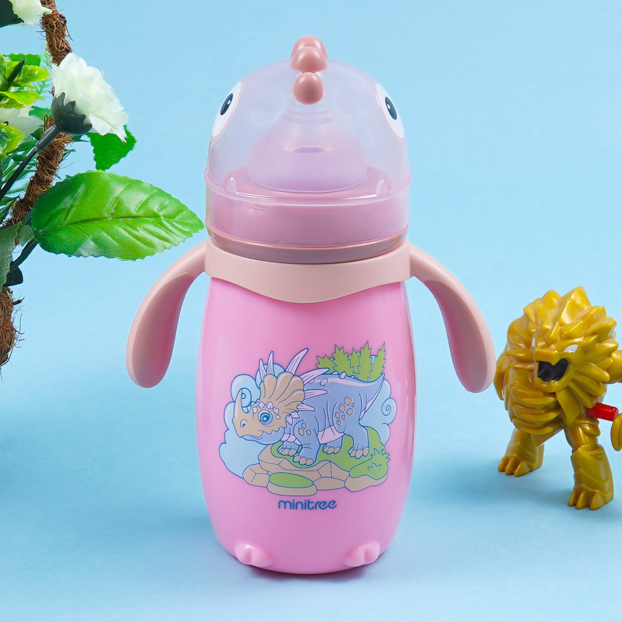 Baby Feeding Bottle Dinosaur Pink 330Ml Mt - Sunshine