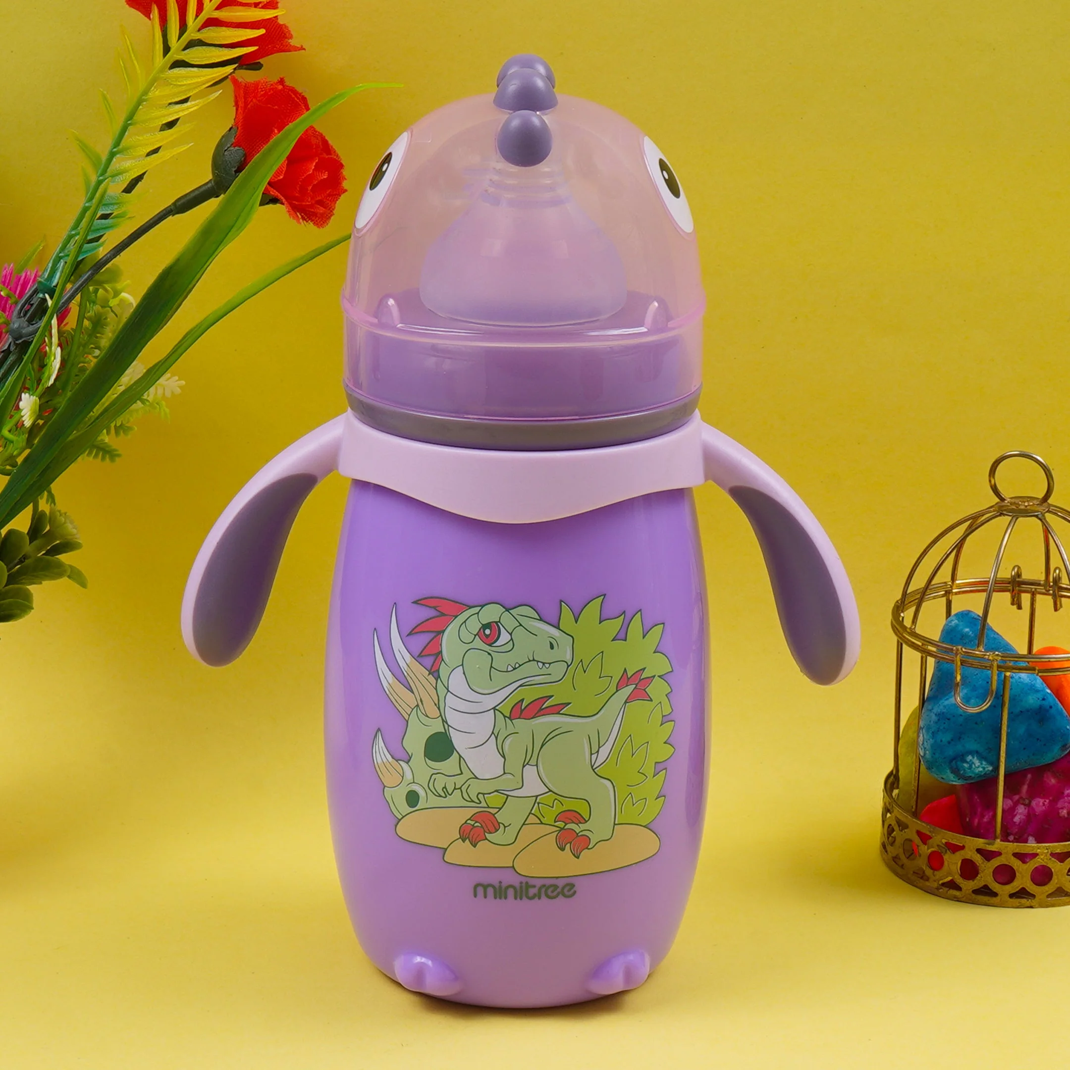 Baby Feeding Bottle Dinosaur Purple 330Ml Mt - Sunshine