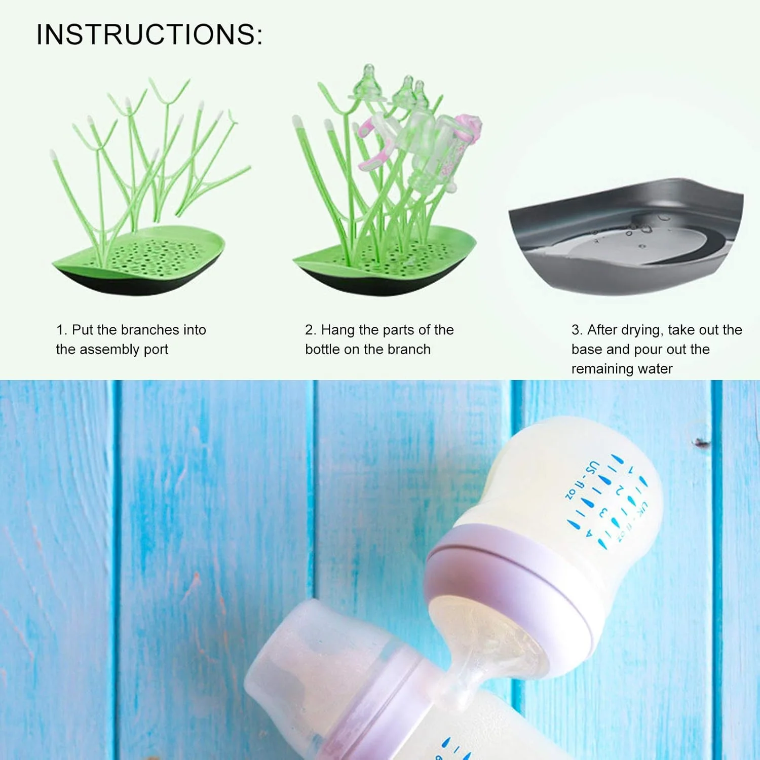 Baby Feeding Bottle Drying Rack Green - Topse - Image 2