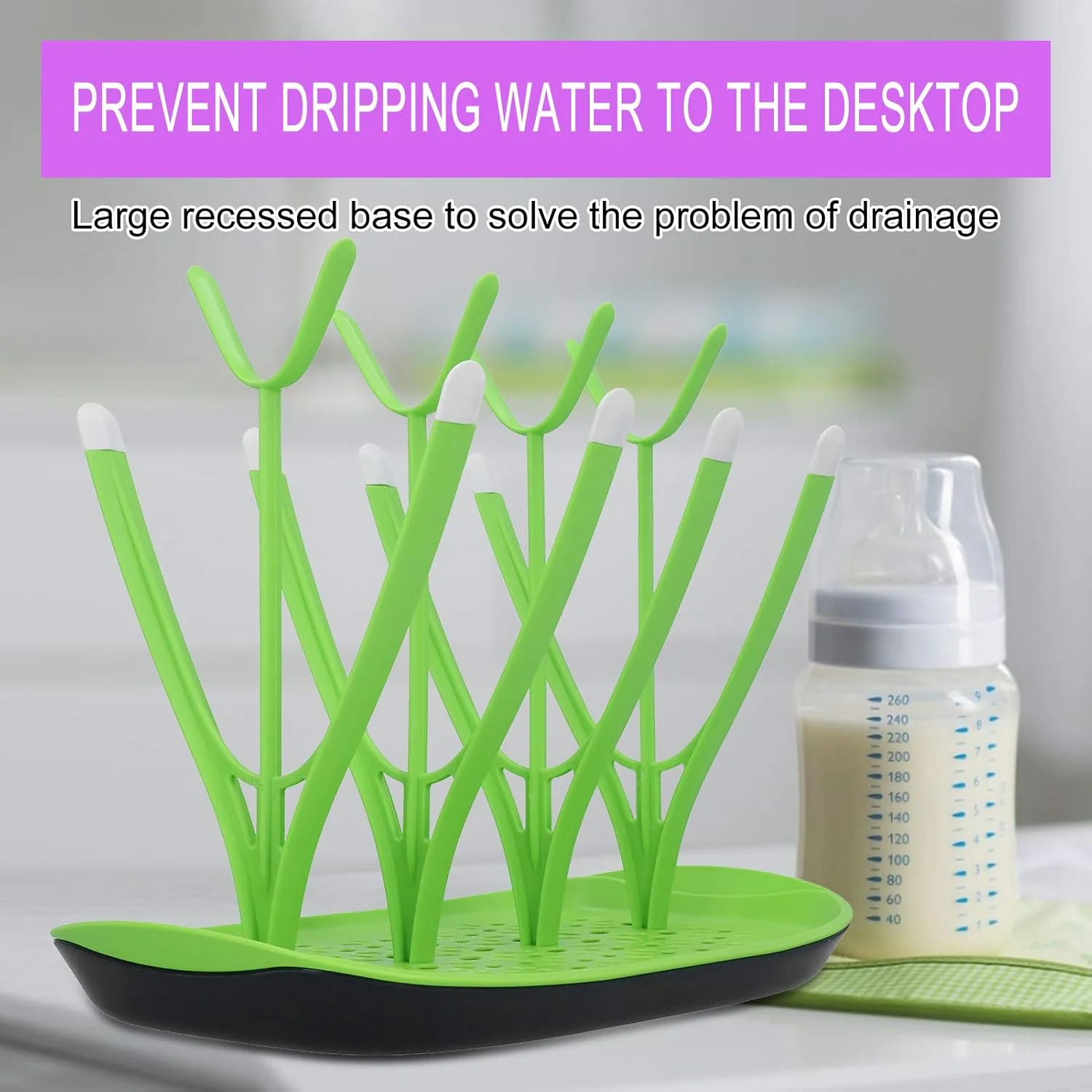 Baby Feeding Bottle Drying Rack Green - Topse - Image 5