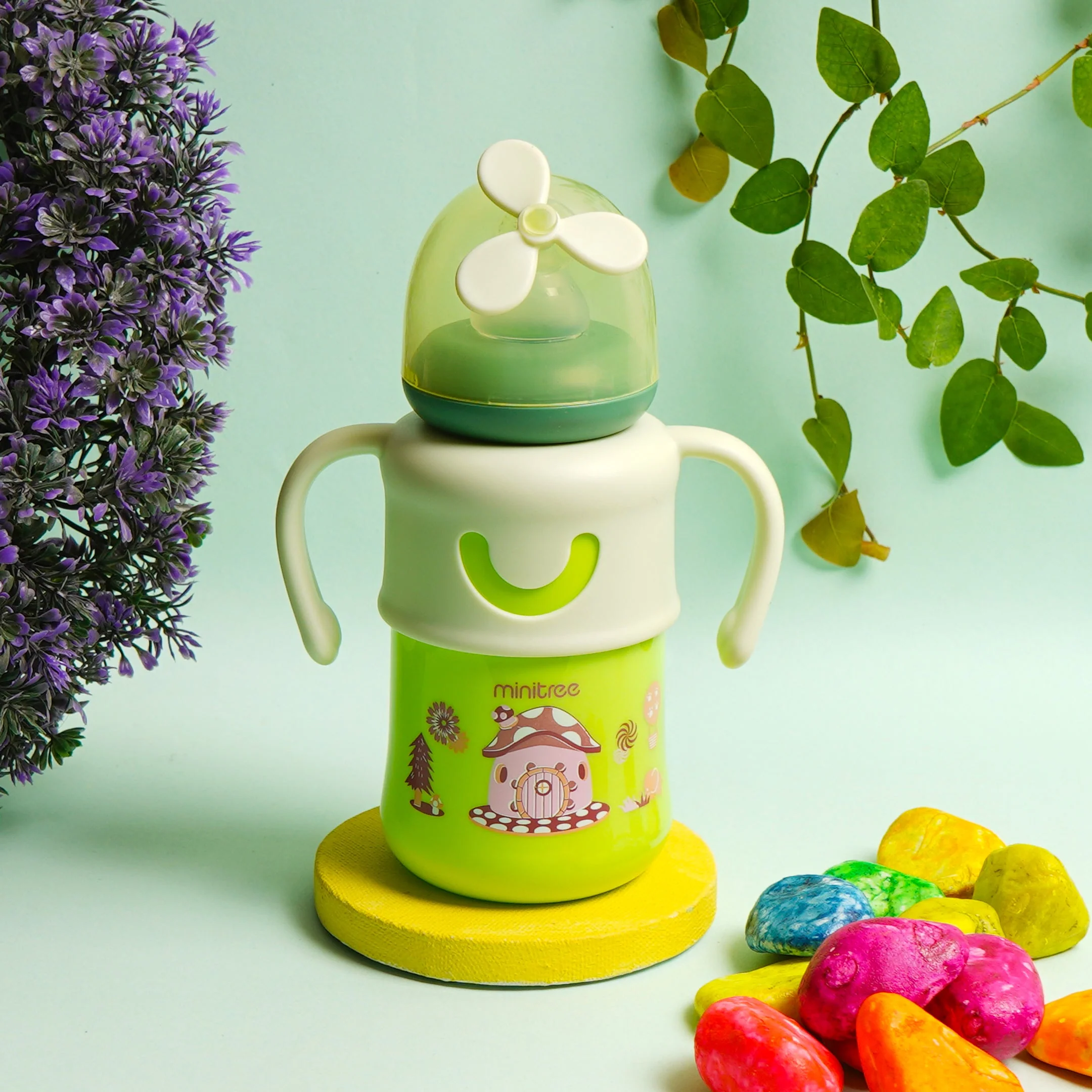 Baby Feeding Bottle Fan Green 270Ml Mt - Sunshine