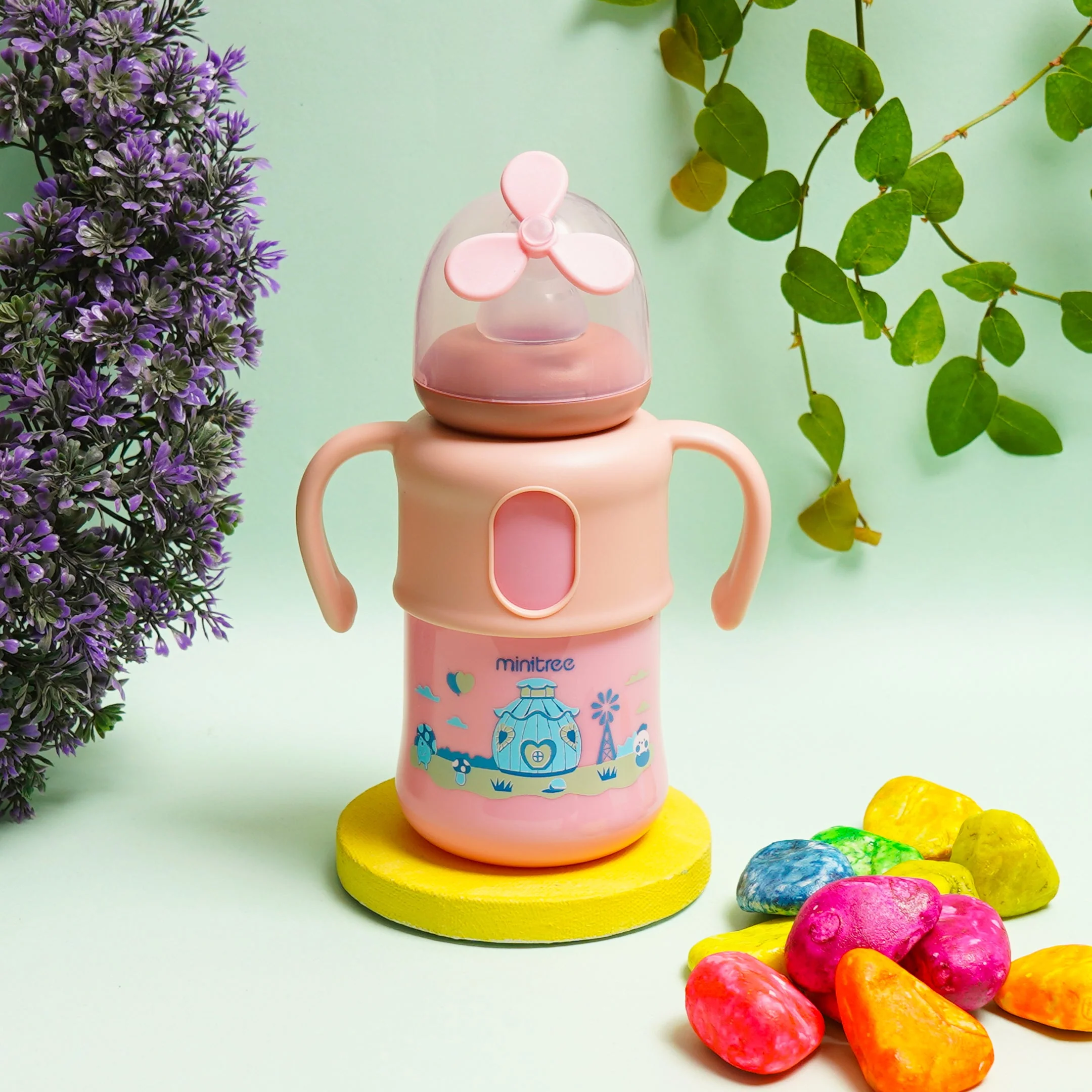 Baby Feeding Bottle Fan Pink 270Ml Mt - Sunshine
