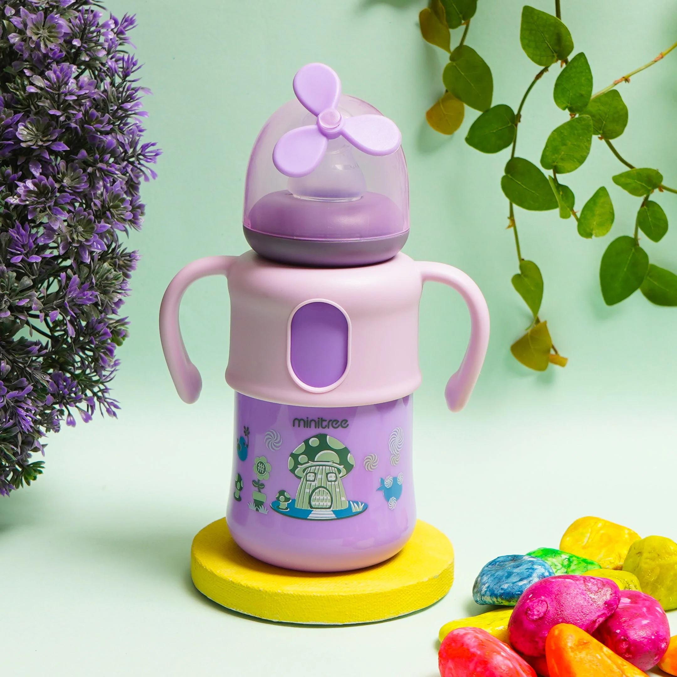 Baby Feeding Bottle Fan Purple 270Ml Mt - Sunshine