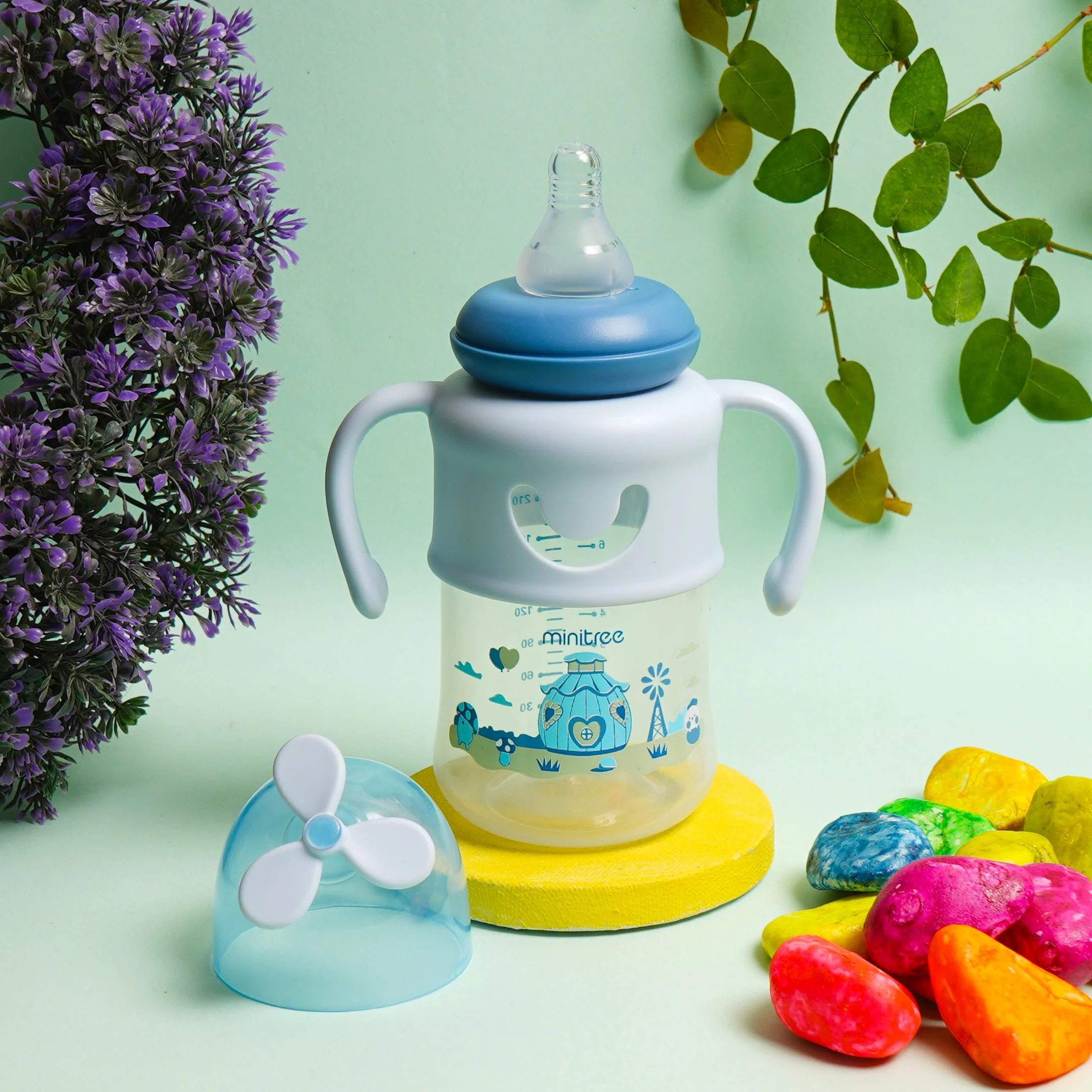 Baby Feeding Bottle Mushroom House Blue 270Ml Mt - Sunshine - Image 2