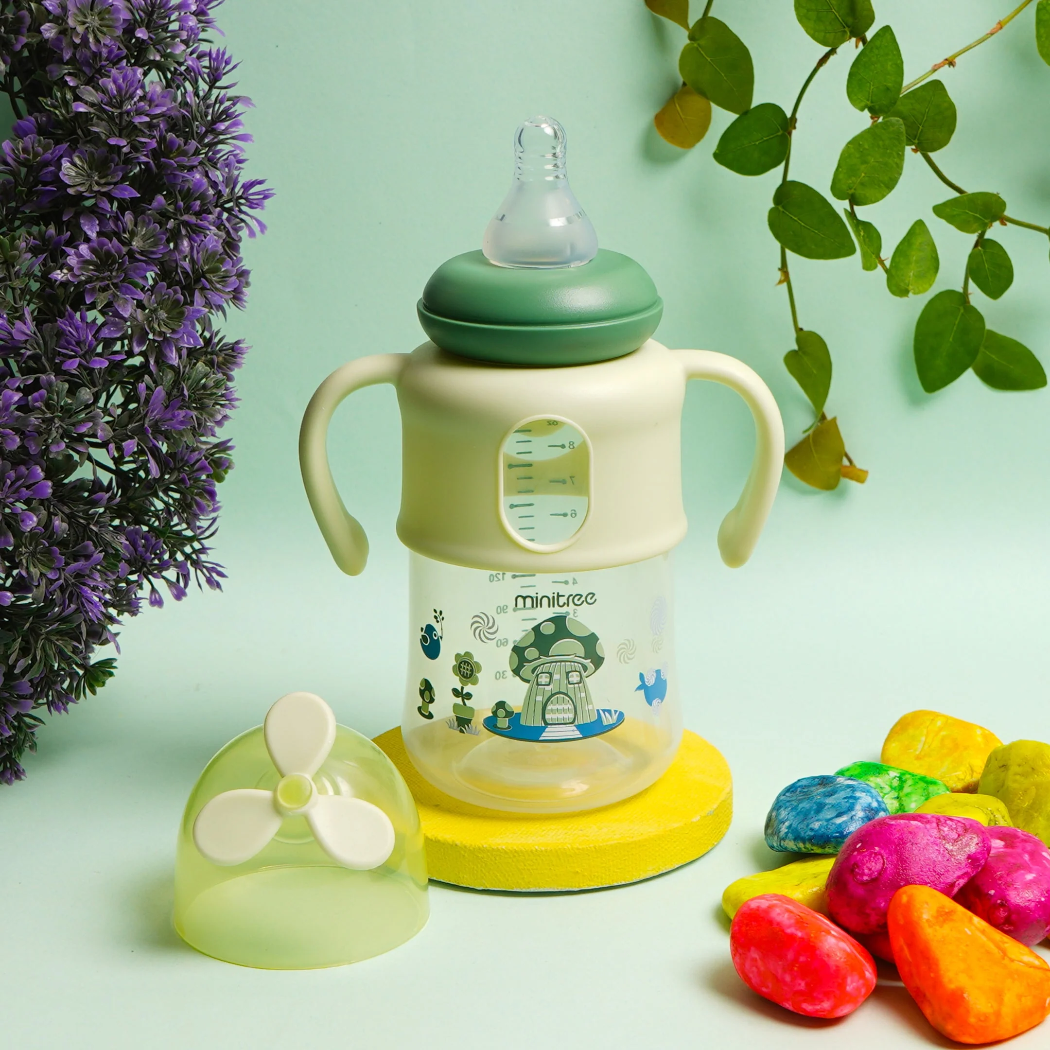 Baby Feeding Bottle Mushroom House Green 270Ml Mt - Sunshine - Image 2