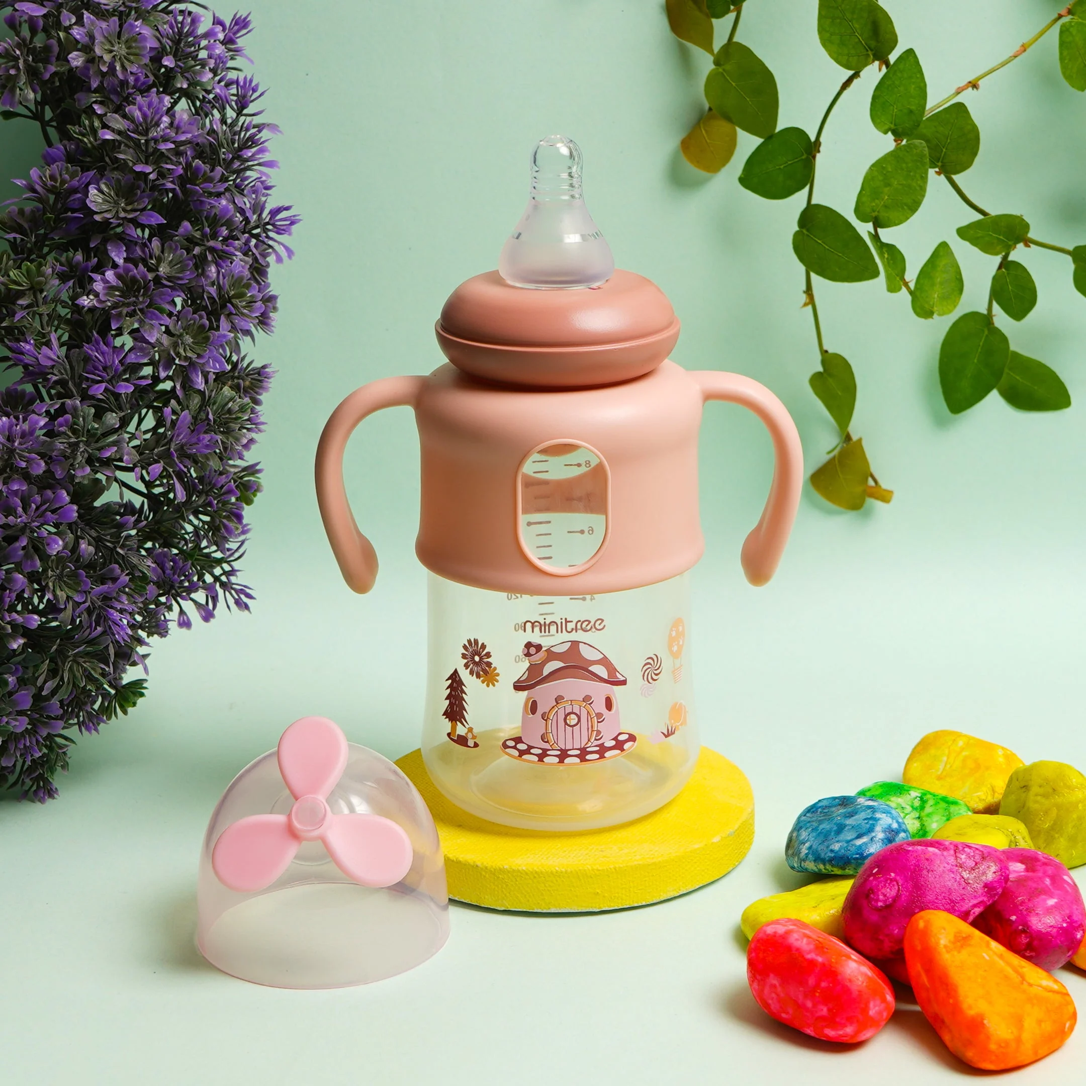 Baby Feeding Bottle Mushroom House Peach 270Ml Mt - Sunshine - Image 2