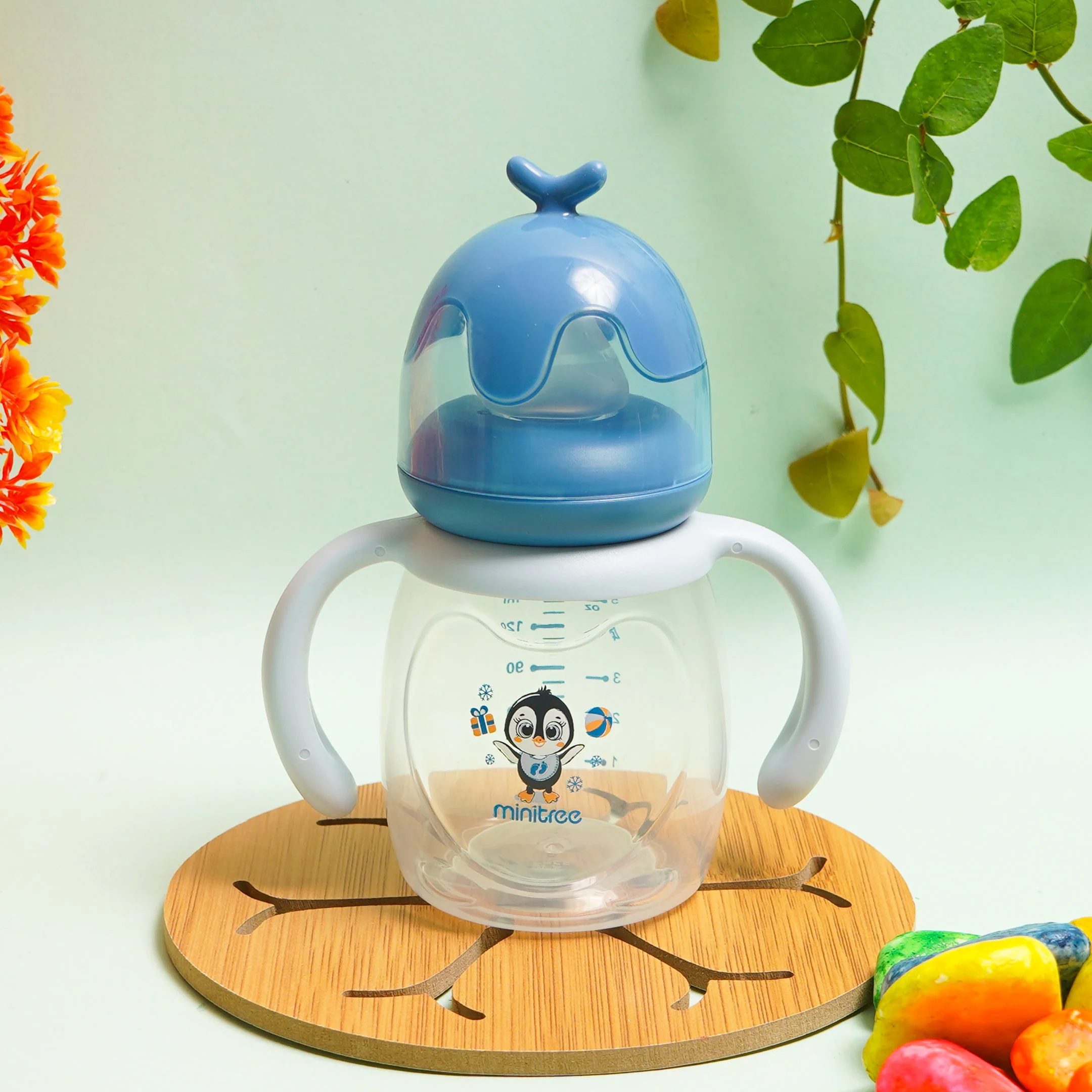 Baby Feeding Bottle Penguin Blue 150Ml Mt - Sunshine