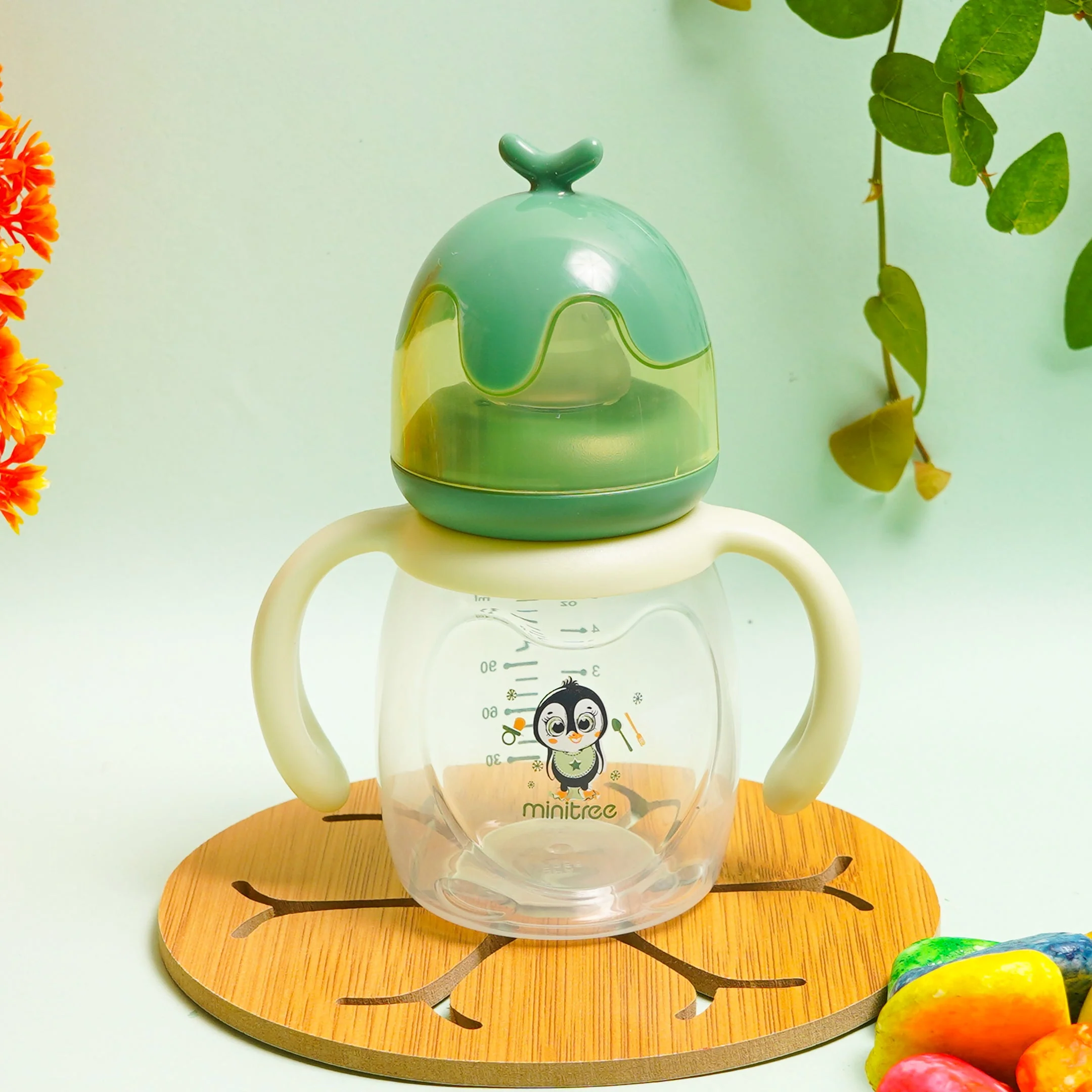 Baby Feeding Bottle Penguin Green 150Ml Mt - Sunshine