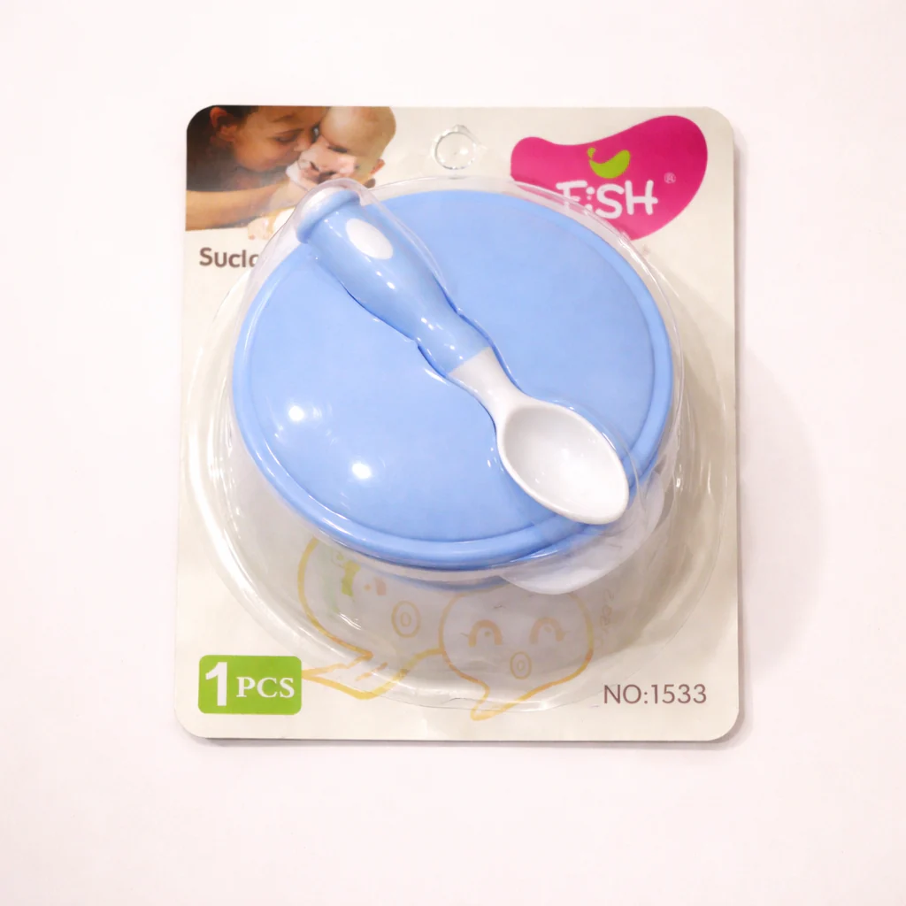 Baby Feeding Bowl Spoon Set With Suction Hold Blue - Sunshine