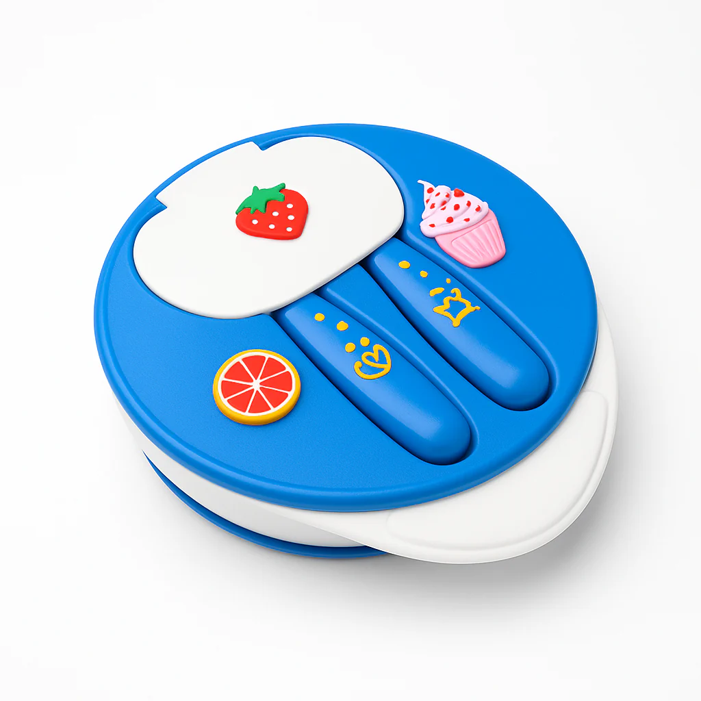 Baby Feeding Bowl With Spoons Blue - Sunshine