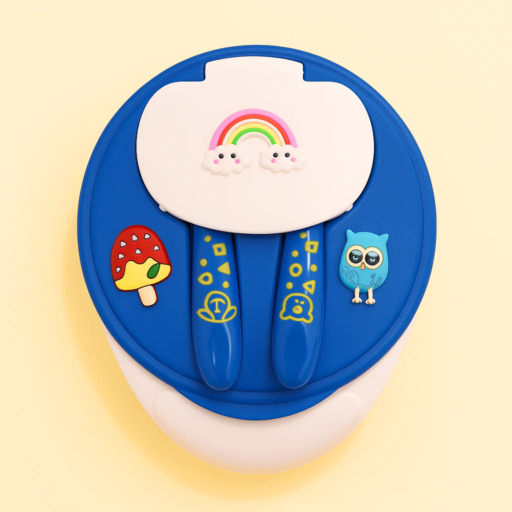 Baby Feeding Bowl With Spoons Blue - Sunshine - Image 2