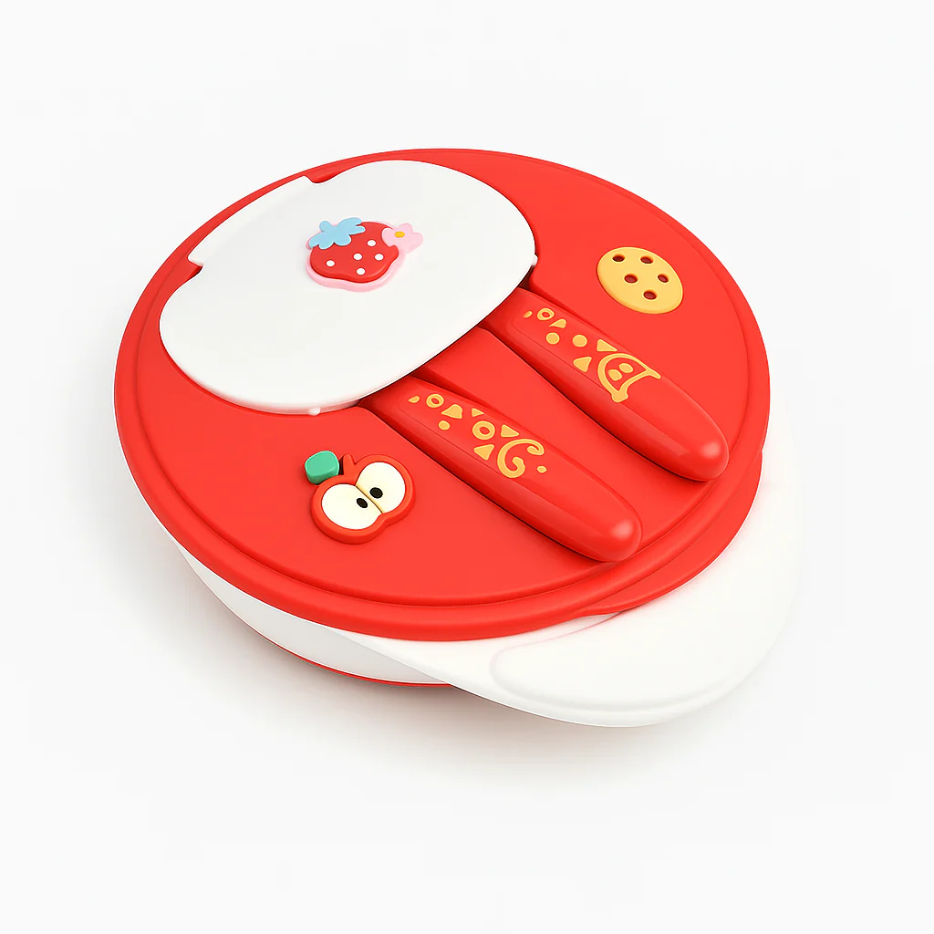 Baby Feeding Bowl With Spoons Red - Sunshine