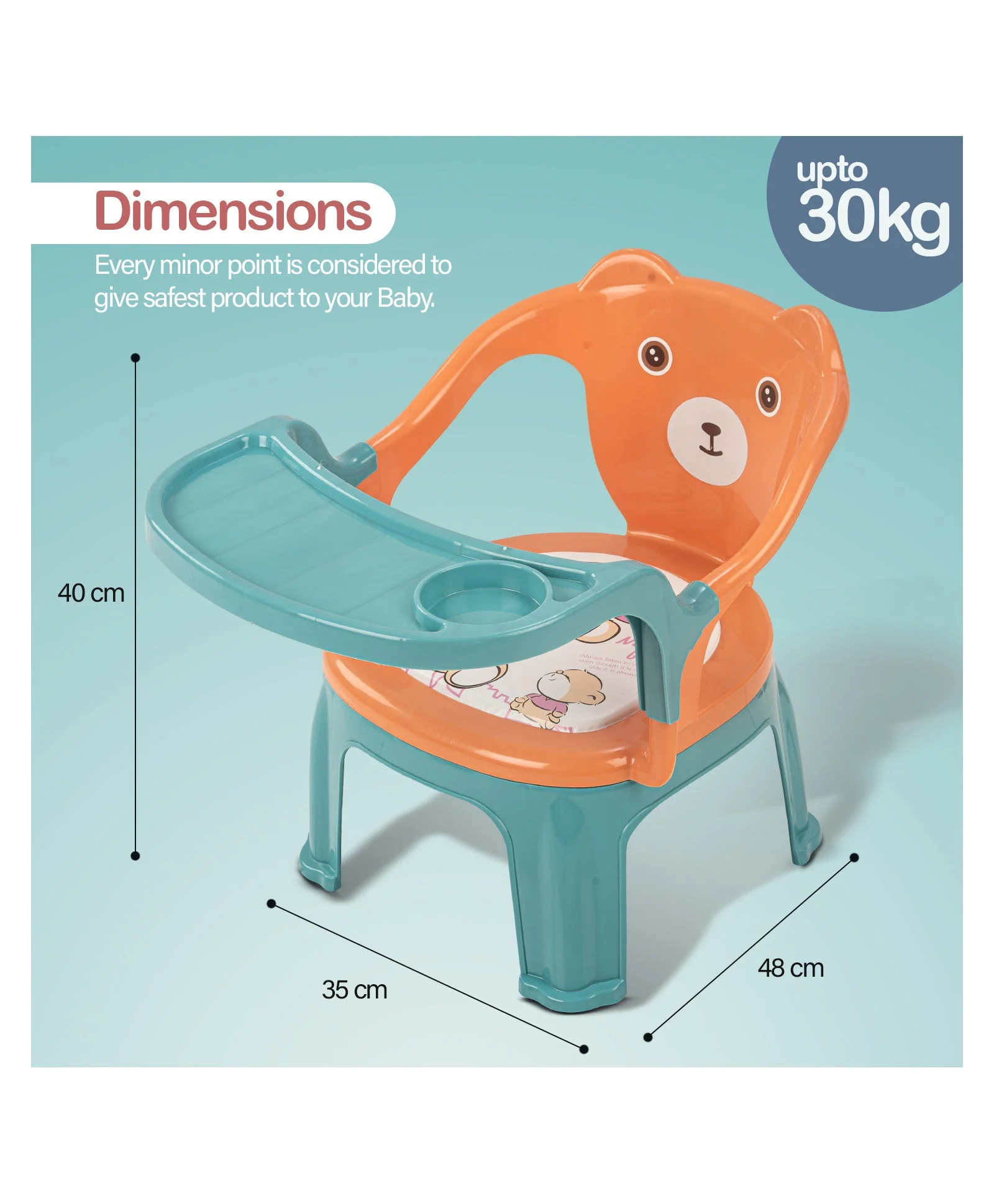 Baby Feeding Chair Bear Orange & Green - Sunshine - Image 3