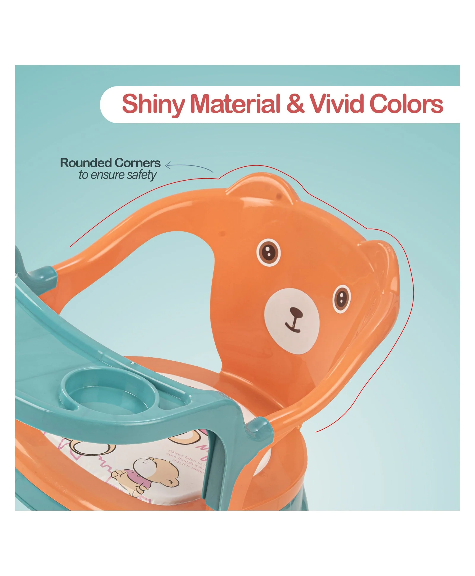 Baby Feeding Chair Bear Orange & Green - Sunshine - Image 5