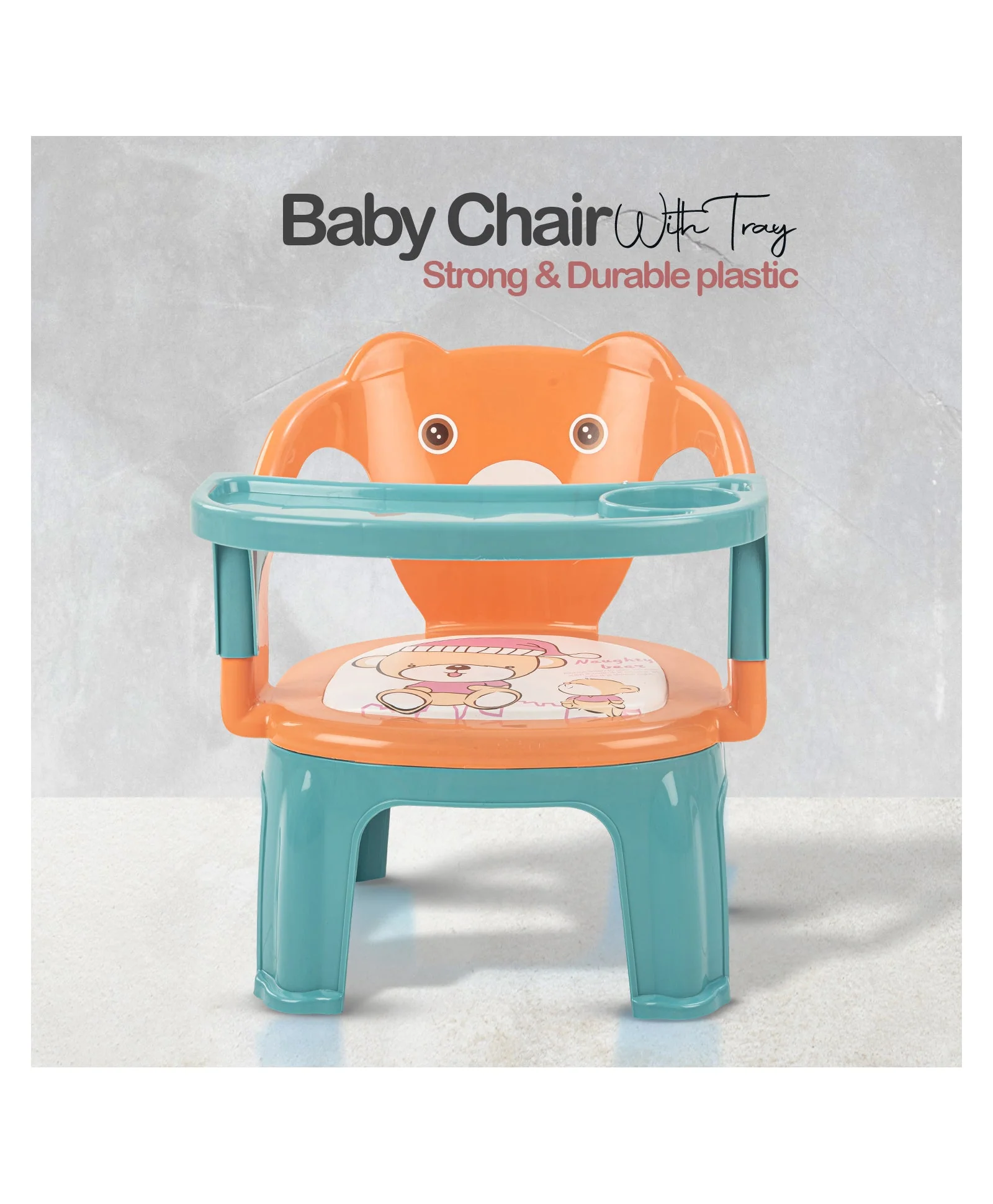 Baby Feeding Chair Bear Orange & Green - Sunshine - Image 6