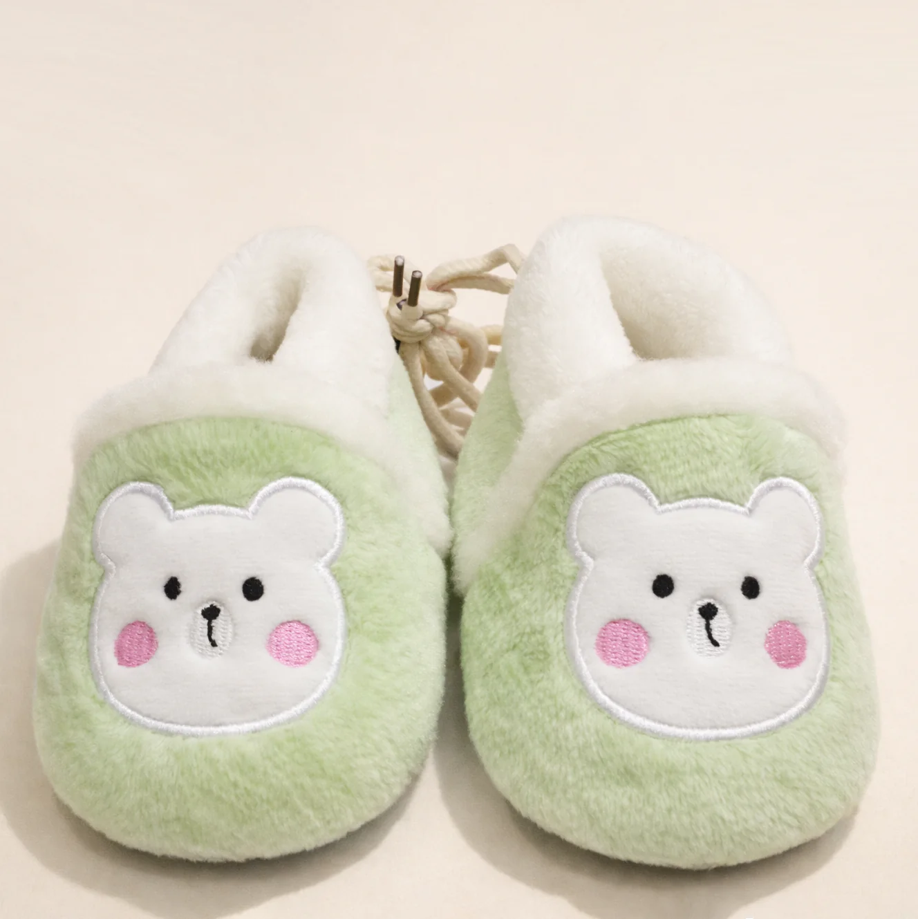Baby Fleece Booties Bear Green (6-12 Months) - Sunshine