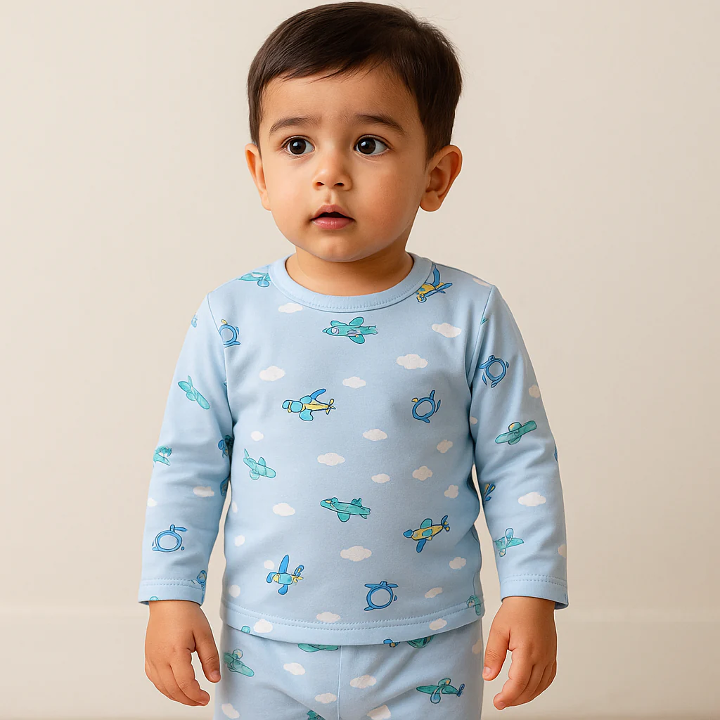 Baby Fleece Pajama Set Airplanes Blue - Sunshine - Image 4