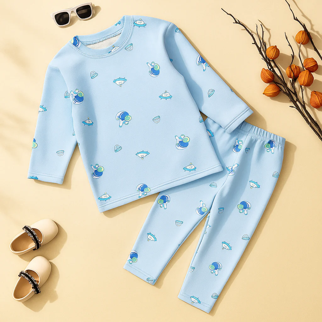 Baby Fleece Pajama Set Astronaut Blue - Sunshine - Image 3