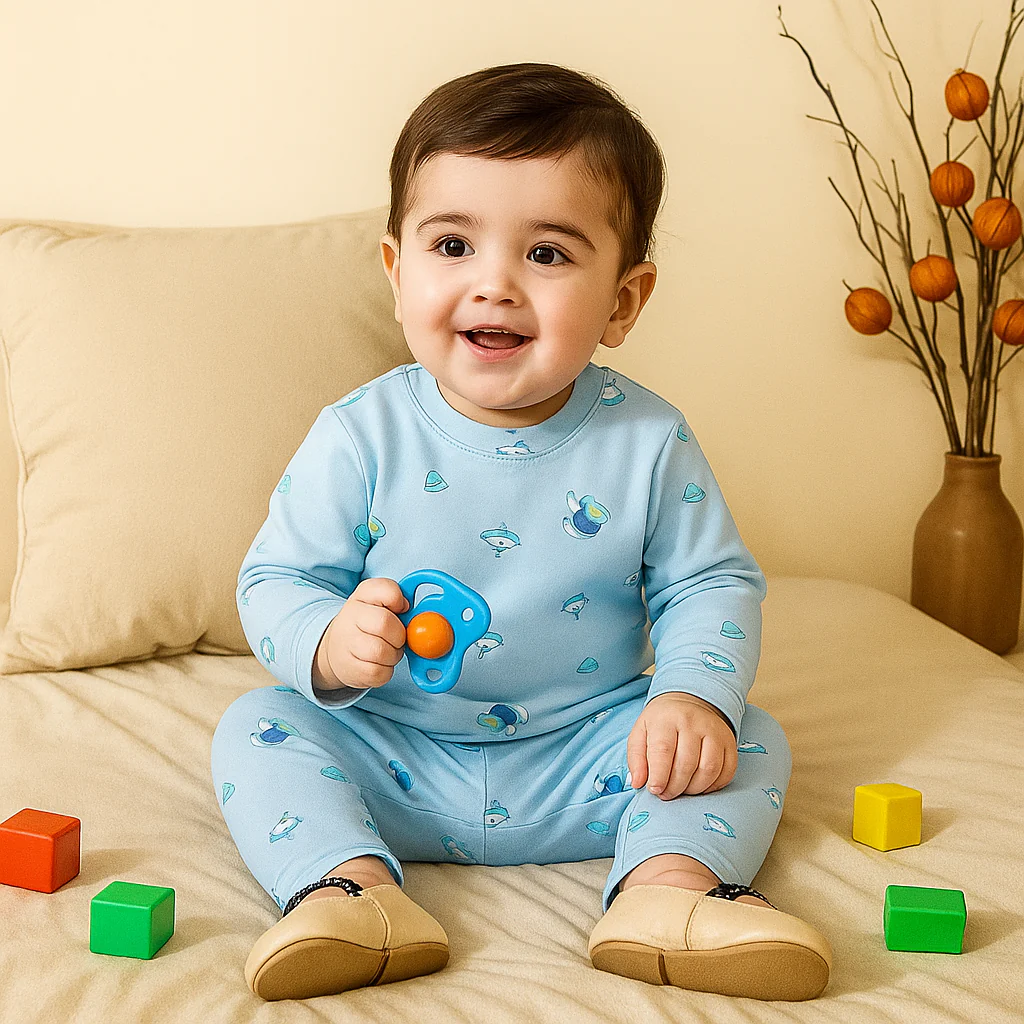 Baby Fleece Pajama Set Astronaut Blue - Sunshine - Image 5
