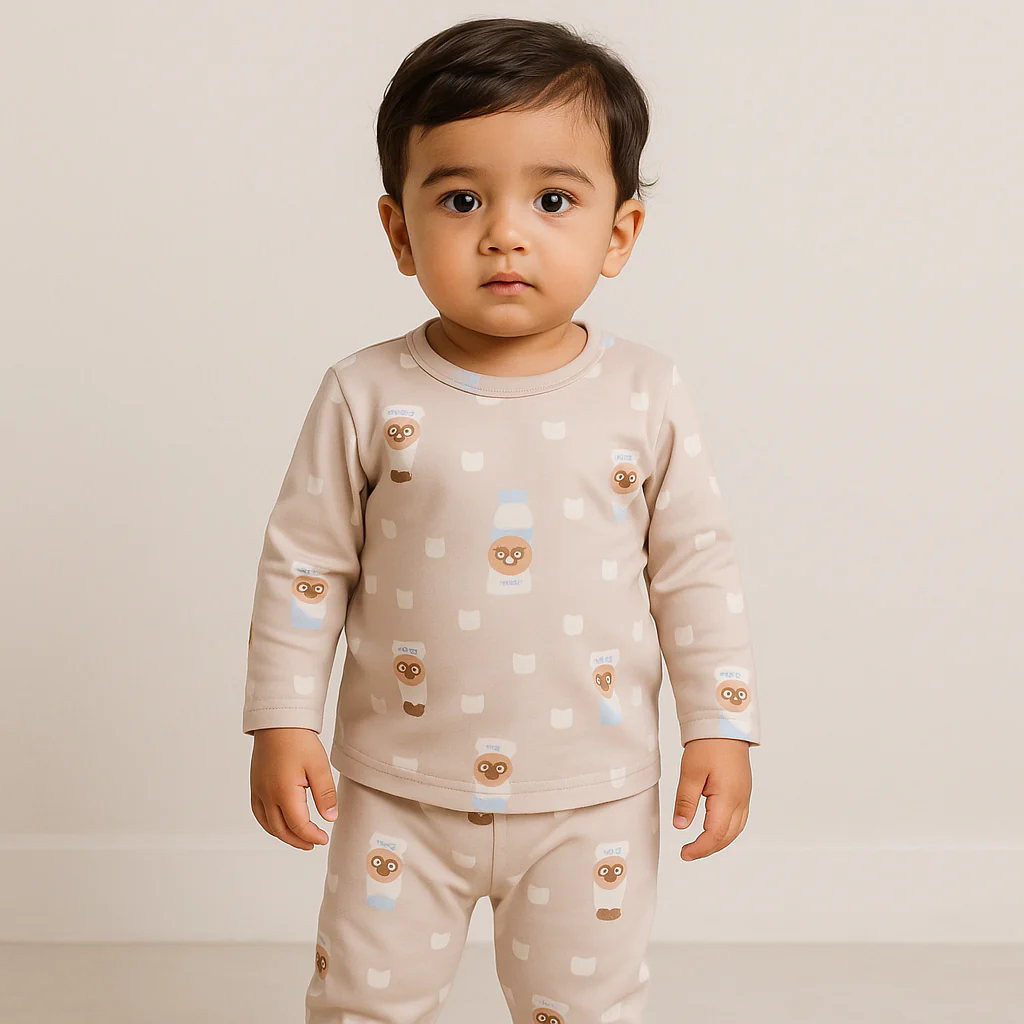 Baby Fleece Pajama Set Bear Light Brown - Sunshine - Image 2