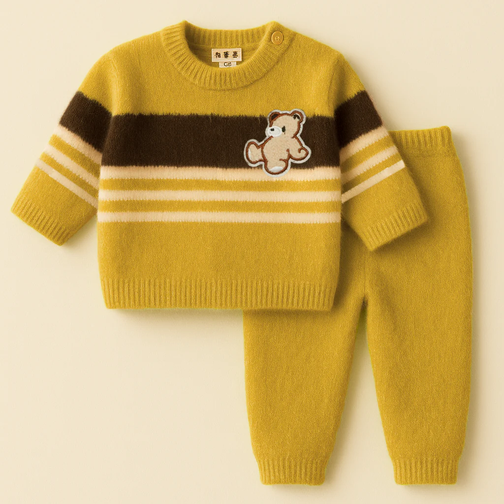 Baby Fleece Pajama Set Bear Yellow - Sunshine