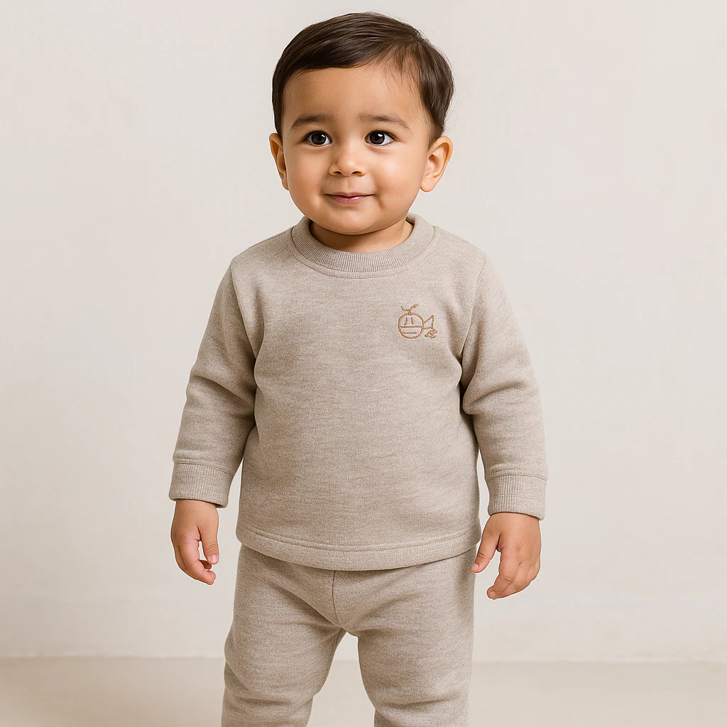Baby Fleece Pajama Set Brown - Sunshine - Image 2