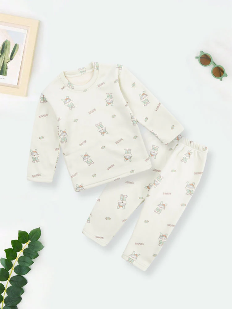 Baby Fleece Pajama Set Bunny Green - Sunshine - Image 3