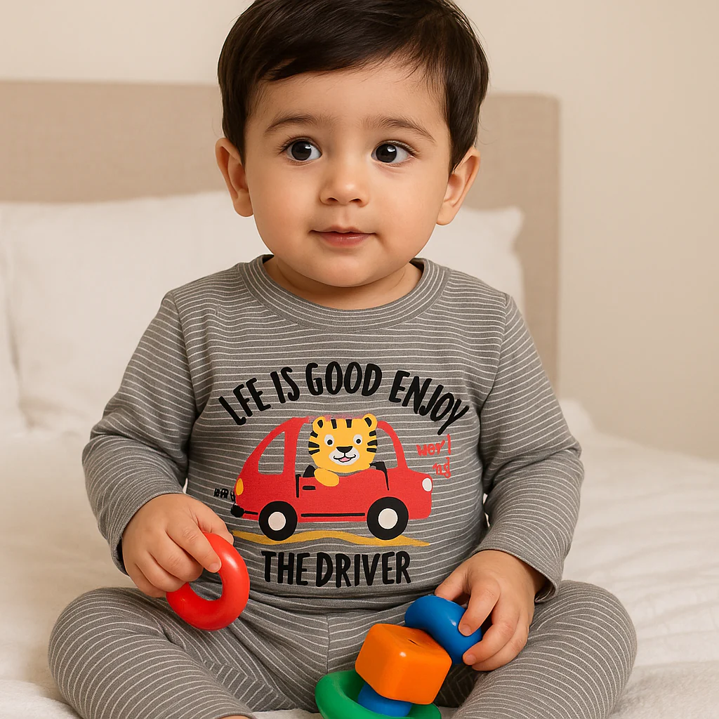 Baby Fleece Pajama Set Car Grey - Sunshine - Image 2