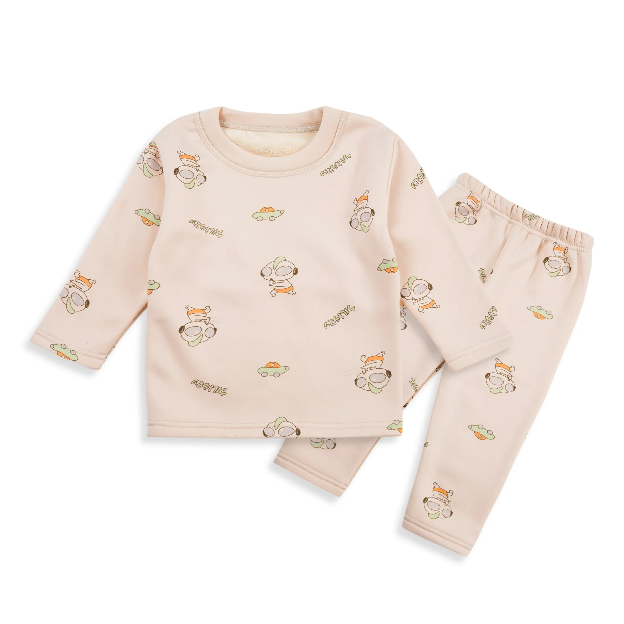 Baby Fleece Pajama Set Cartoon Beige - Sunshine - Image 5