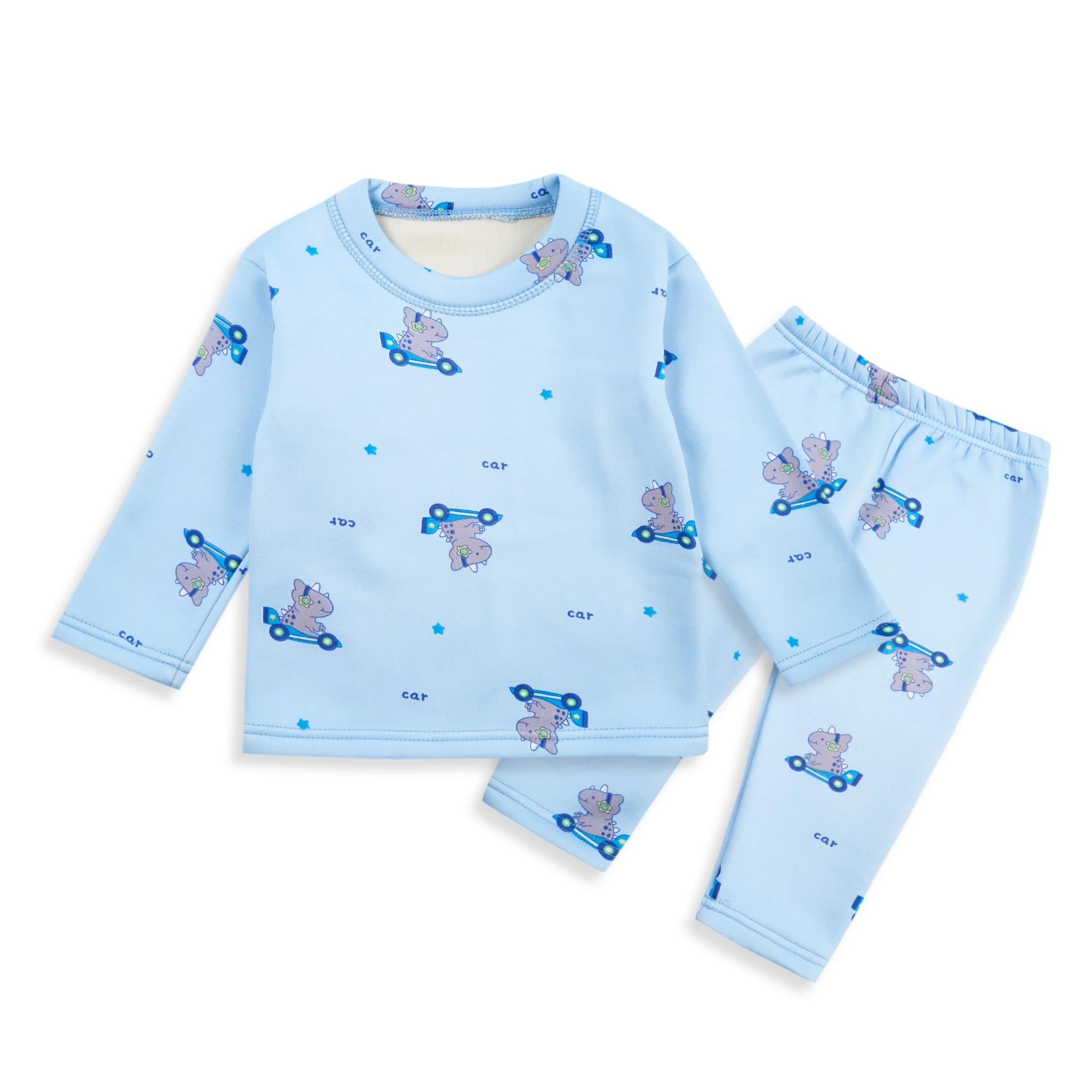 Baby Fleece Pajama Set Dino Blue - Sunshine - Image 2