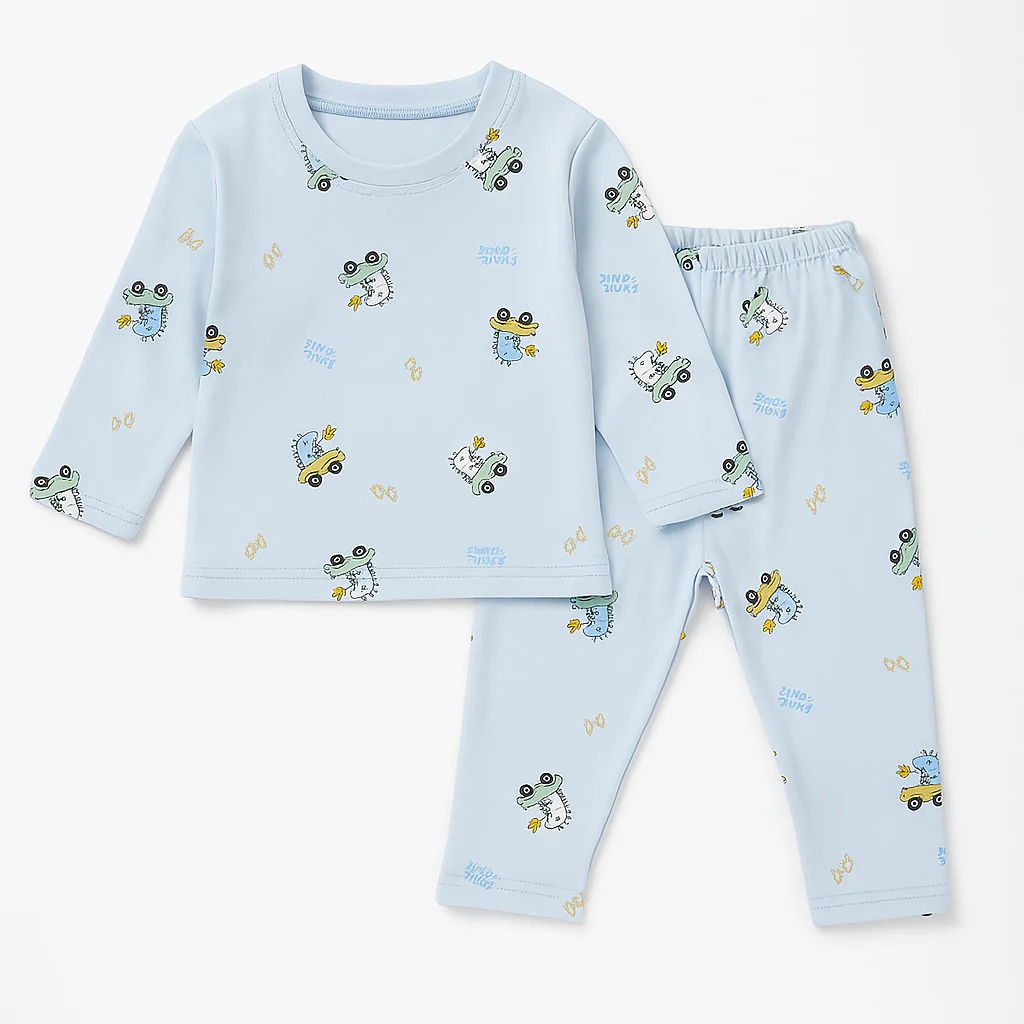 Baby Fleece Pajama Set Dino Blue - Sunshine - Image 3