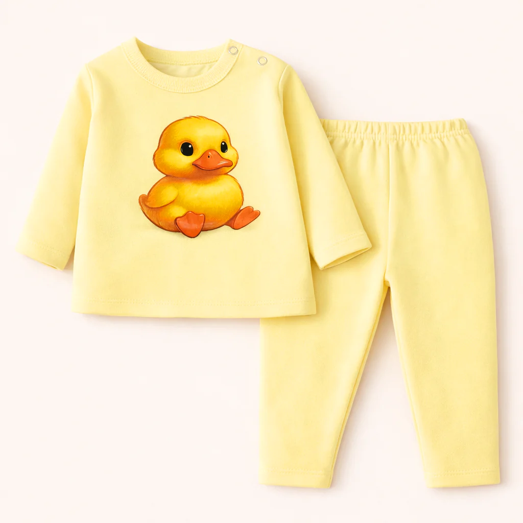 Baby Fleece Pajama Set Duck Yellow - Oolaa