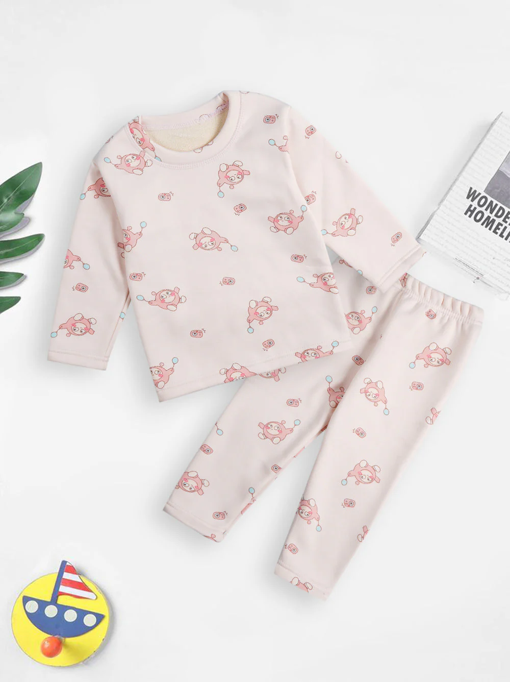 Baby Fleece Pajama Set Eggs Pink - Sunshine - Image 3