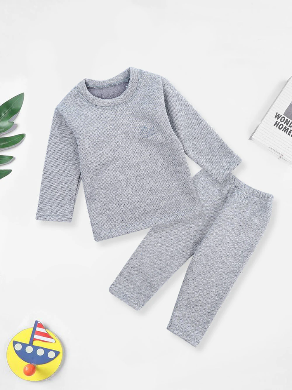 Baby Fleece Pajama Set Grey - Sunshine - Image 3