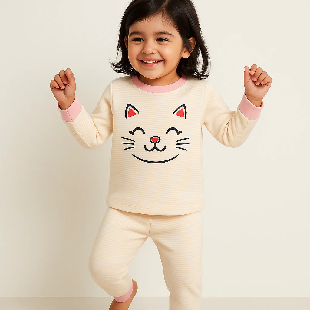 Baby Fleece Pajama Set Kitty Baby Pink - Sunshine - Image 2