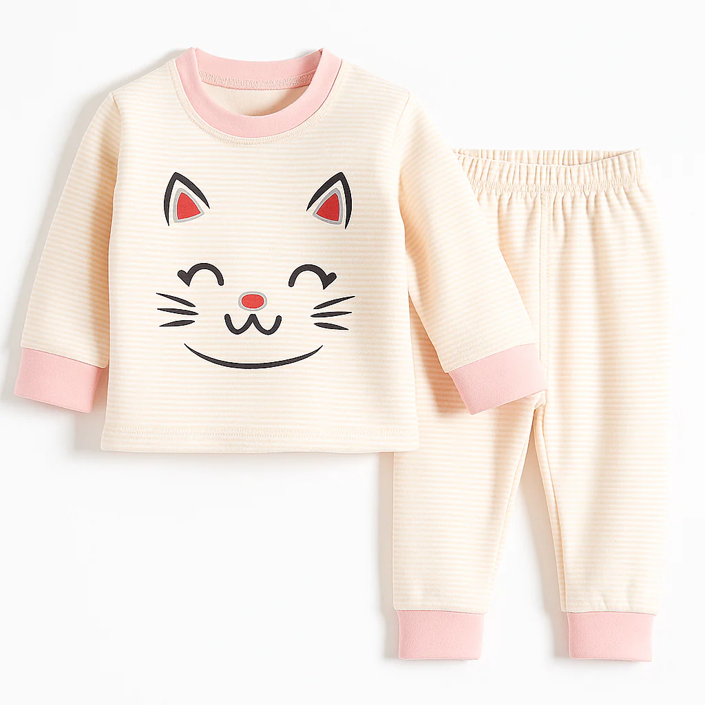 Baby Fleece Pajama Set Kitty Baby Pink - Sunshine - Image 3