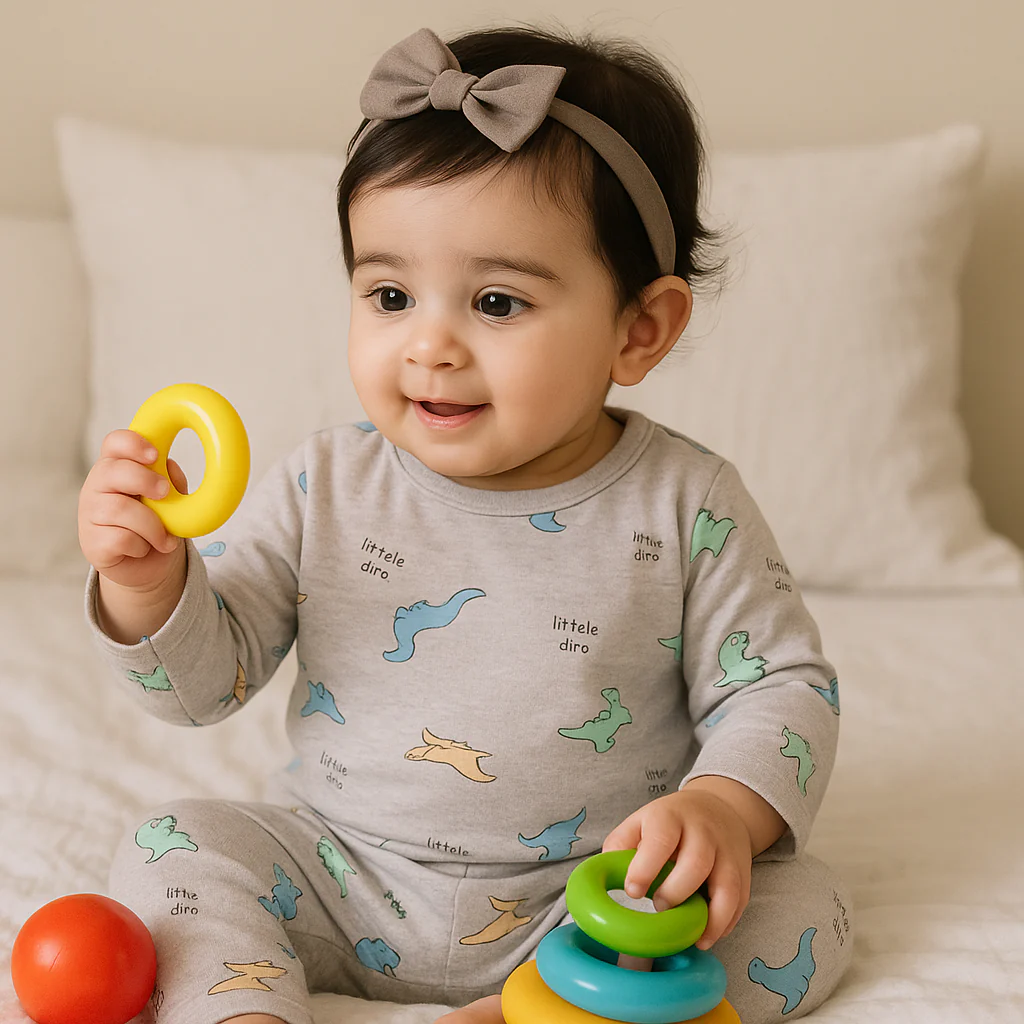 Baby Fleece Pajama Set Little Dino Grey - Sunshine - Image 2