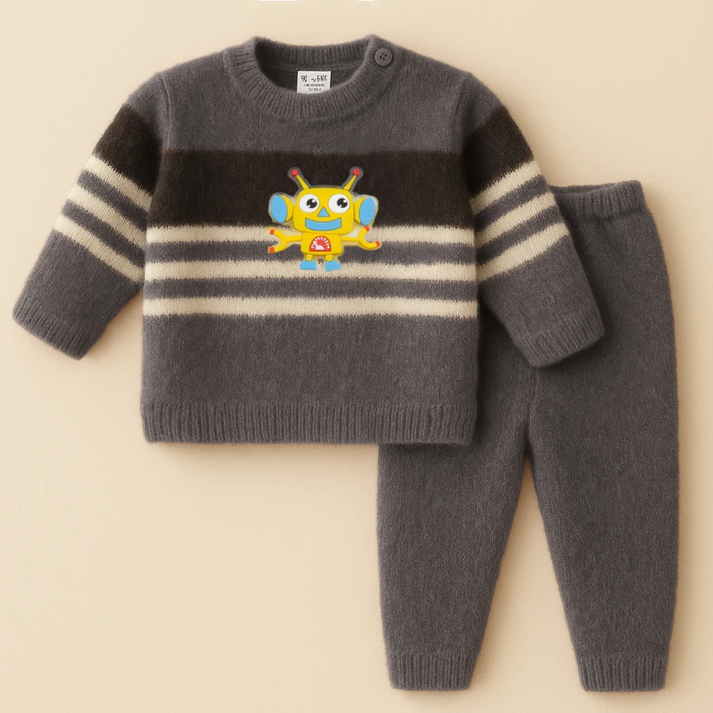 Baby Fleece Pajama Set Robot Dark Grey - Sunshine