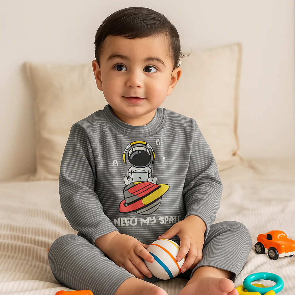 Baby Fleece Pajama Set Space Grey - Sunshine - Image 2