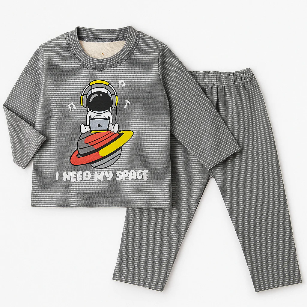 Baby Fleece Pajama Set Space Grey - Sunshine - Image 3