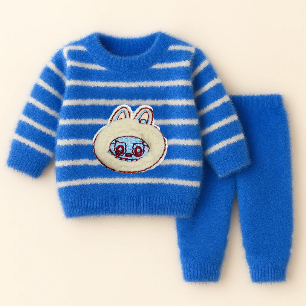 Baby Fleece Pajama Set Stripes Blue - Sunshine