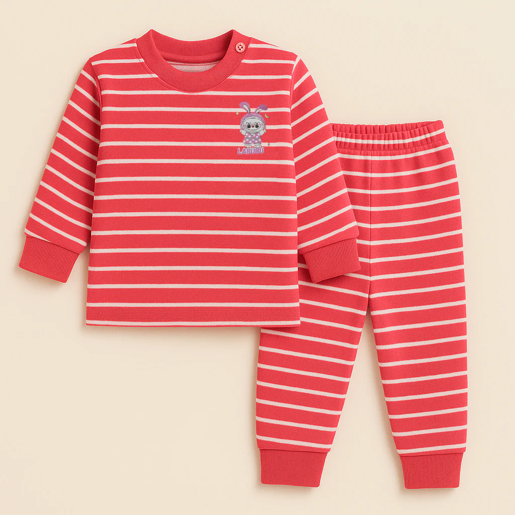 Baby Fleece Pajama Set Stripes Pink - Sunshine