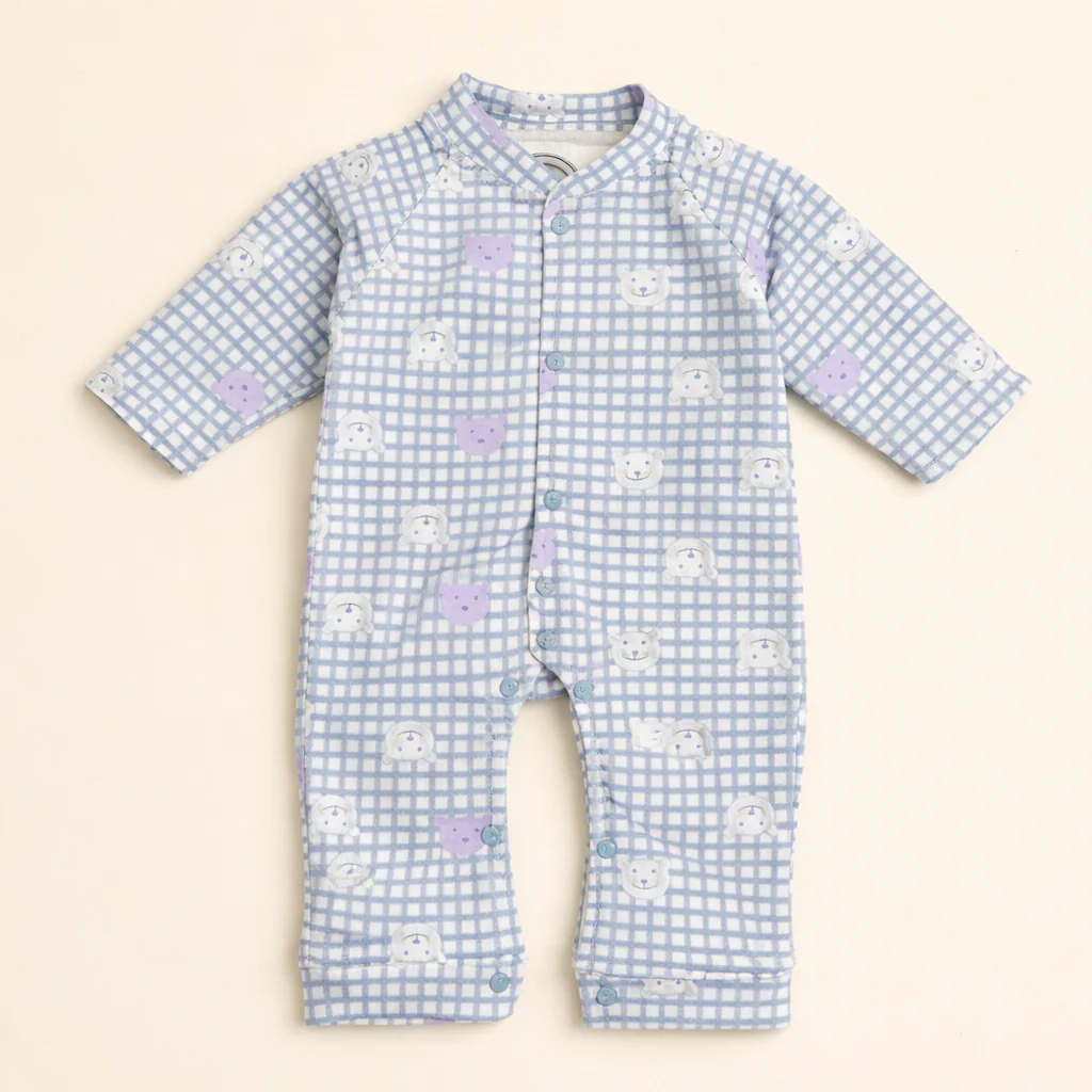 Baby Fleece Romper Bear Blue - Sunshine