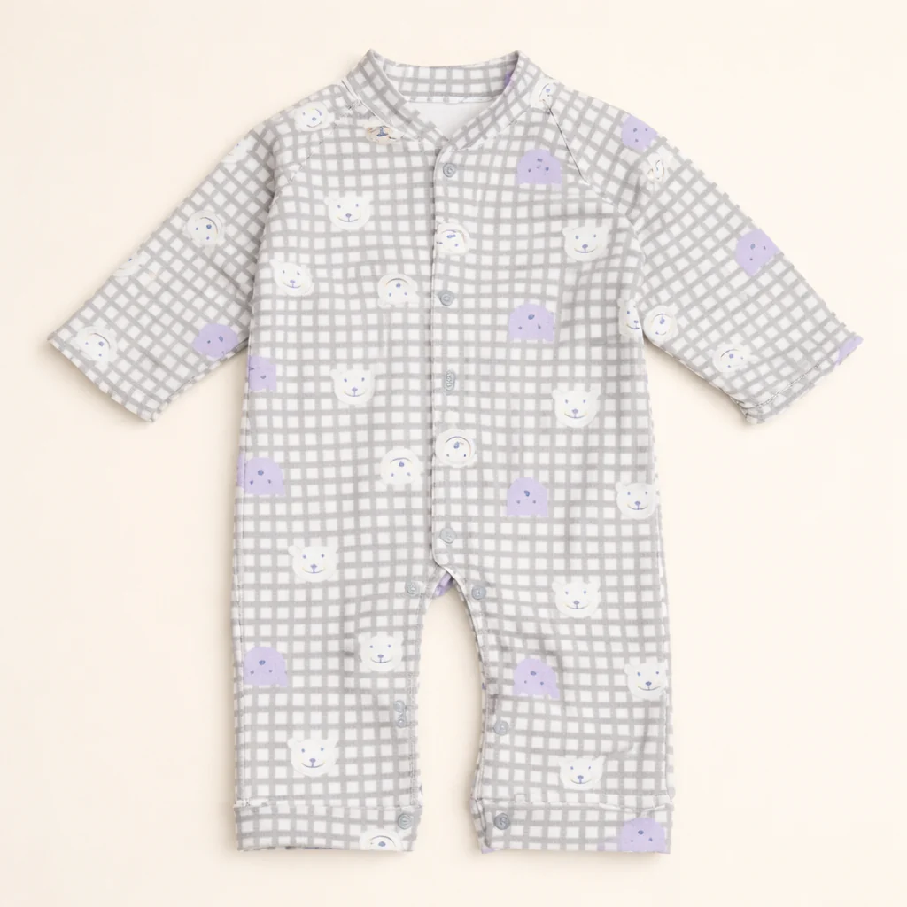 Baby Fleece Romper Bear Grey - Sunshine