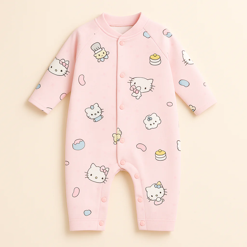 Baby Fleece Romper Bear & Kitty Pink - Sunshine