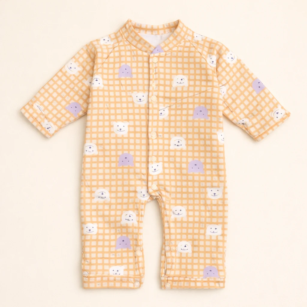 Baby Fleece Romper Bear Orange - Sunshine