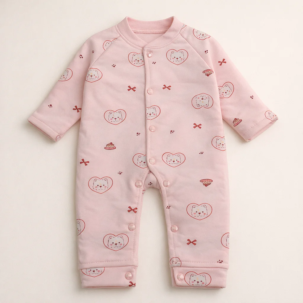 Baby Fleece Romper Kitty Pink - Sunshine