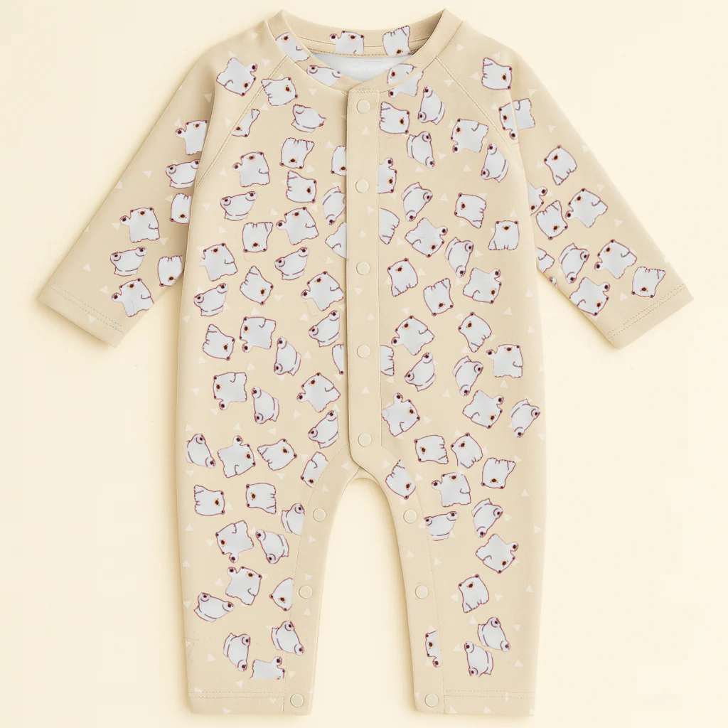 Baby Fleece Romper Polar Bear Yellow - Sunshine