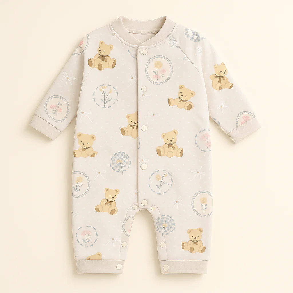 Baby Fleece Romper Teddy Bear Blue - Sunshine