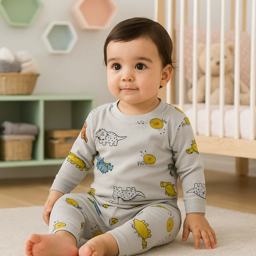 Baby Fleece Shirt & Pajama Set Dino Grey - Sunshine - Image 3
